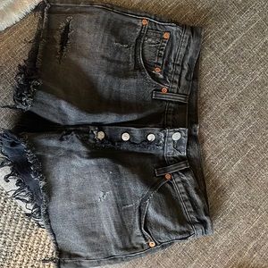 Levi's - Button Fly Destroyed Black Shorts